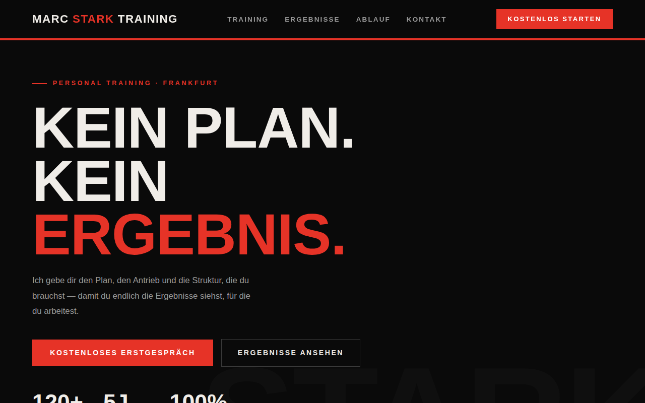 Designkonzept: Website für einen Personal Trainer